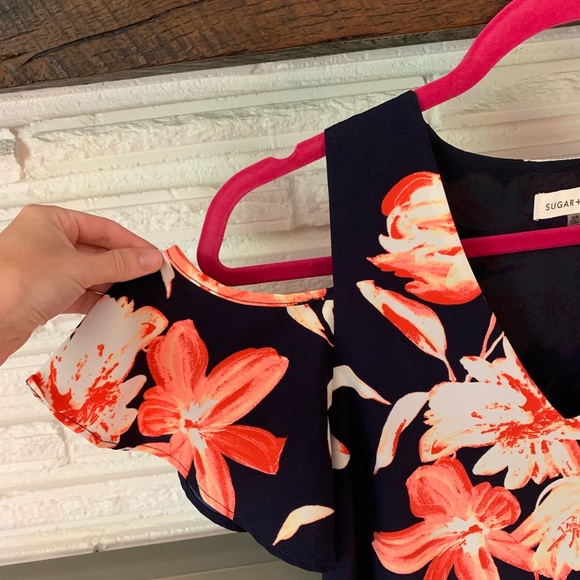 Sugar Lips Navy and Floral Dress 🍑 - Picture 3 of 4